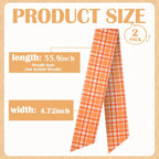 Orange Fall Wreath Sash for Front Door Farmhouse Thanksgiving | 2 Pcs, Plaid, 60 Inch, DIY Embroidery, Autumn