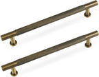 5Pack Antique Solid Brass Cabinet Handle, 6-1/4 inch(160mm) knurled Dresser Drawer pulls, Vanity Bathroom Cupboard Wardrobe Household Door Hardware