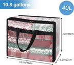 Fixwal Blanket Storage Bags With Zipper, 40L Mesh Clear Closet Organizers and Storage Containers for Bedding Duvet Comforter Underbed, 4 Pack