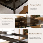 62.99-94.48" Extendable Dark Tempered Glass Dining Table, Scratch-Resistant Glass Top & Metal Frame, Seats 8-10, Modern Minimalist Dining Furniture for Family & Entertaining
