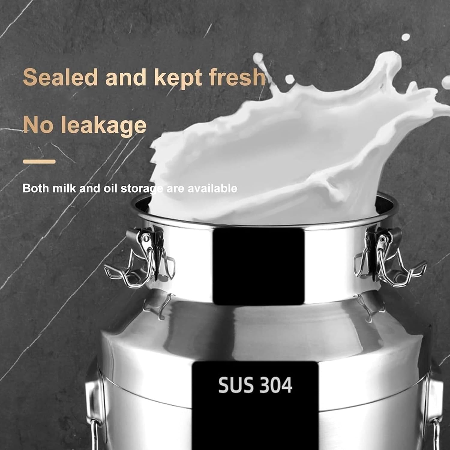 Milk Transport Can 304 Stainless Steel Wine Pail Bucket with Sealed Lid, Liquid Storage Container for Oil, Beer(15L)