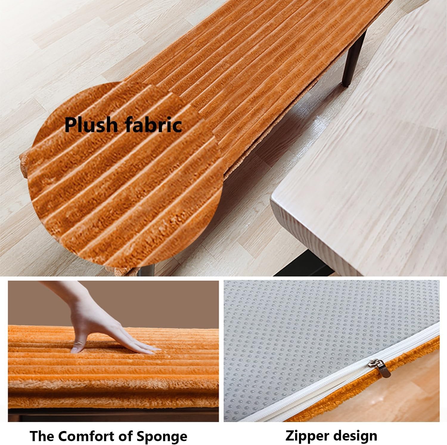 Bench Cushions Indoor/Outdoor Furniture, Corduroy Bench Seat Pad Replacement Cushions 1/2/3 Seater Chair Pads,Washable Removable, for Garden,Patio, Dining Room Benches(Beige Gray,180x40x5cm)