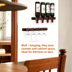 Wall Mounted Wooden Wine/Tall Glass Rack, Hanging Tall Glass Storage & Bar Organizer for Home & Bar Decor.(2)