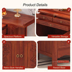 Altar Table with Storage Drawers & Cabinets, Porch Tables with Pull-Out Storage Board, for Home Temple, Meditation Room, Living Room(88 * 48.8 * 108cm/34.6 * 19.2 * 42.5in)