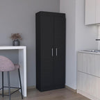 Modern Kitchen Pantry, Storage Cabinet Clinton, Black, Engineered Wood, for Dining Room, Easy to Clean