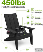 MXIMU Adirondack Chairs Set of 4 Outdoor: 450lb Capacity&33in Tall Backrest Oversized Modern Adirondack Chairs - Comfortable All-Weather Fire Pit Chair - Easy Assembly True Wood Grain Lawn Chair