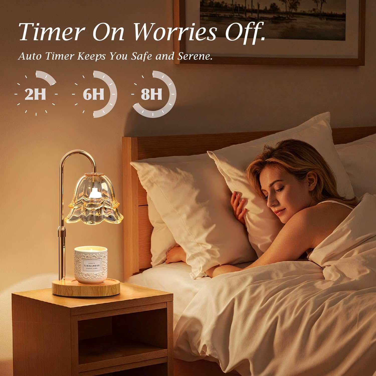 BYART Candle Warmer Lamp with Timer Dimmable, Adjustable Height Wax Melts Warmer for Jar Candles, Birthday Mothers Day Gifts for Women Mom, House Warming Gifts New Home Decor