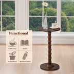 Round Side Table,Stable Small Drink Table for Small Spaces, Modern Accent Side Table with Solid Rubber Wood Table Leg,Easy Assembly for Living Room, Bedroom, Sofa & Office Corners-Rustic Brown