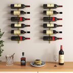 B4Life Wine Rack and Holder Wall Mounted 12 Bottles, Metal Hanging Mount Racks for Wall, Liquor, Champagne for Bottles Storage Home Bar, Cellar and Kitchen, Dining Room (Yellow, 12 Bottle)