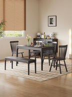 Dining Bench, Wood Bench Solid Oak Wooden Bench Indoor Dining Room Table Home Bedroom Bed End Restaurant Modern Hallway Furniture (Black, 51.2 "Wx 13.8" D x 17.7" H)