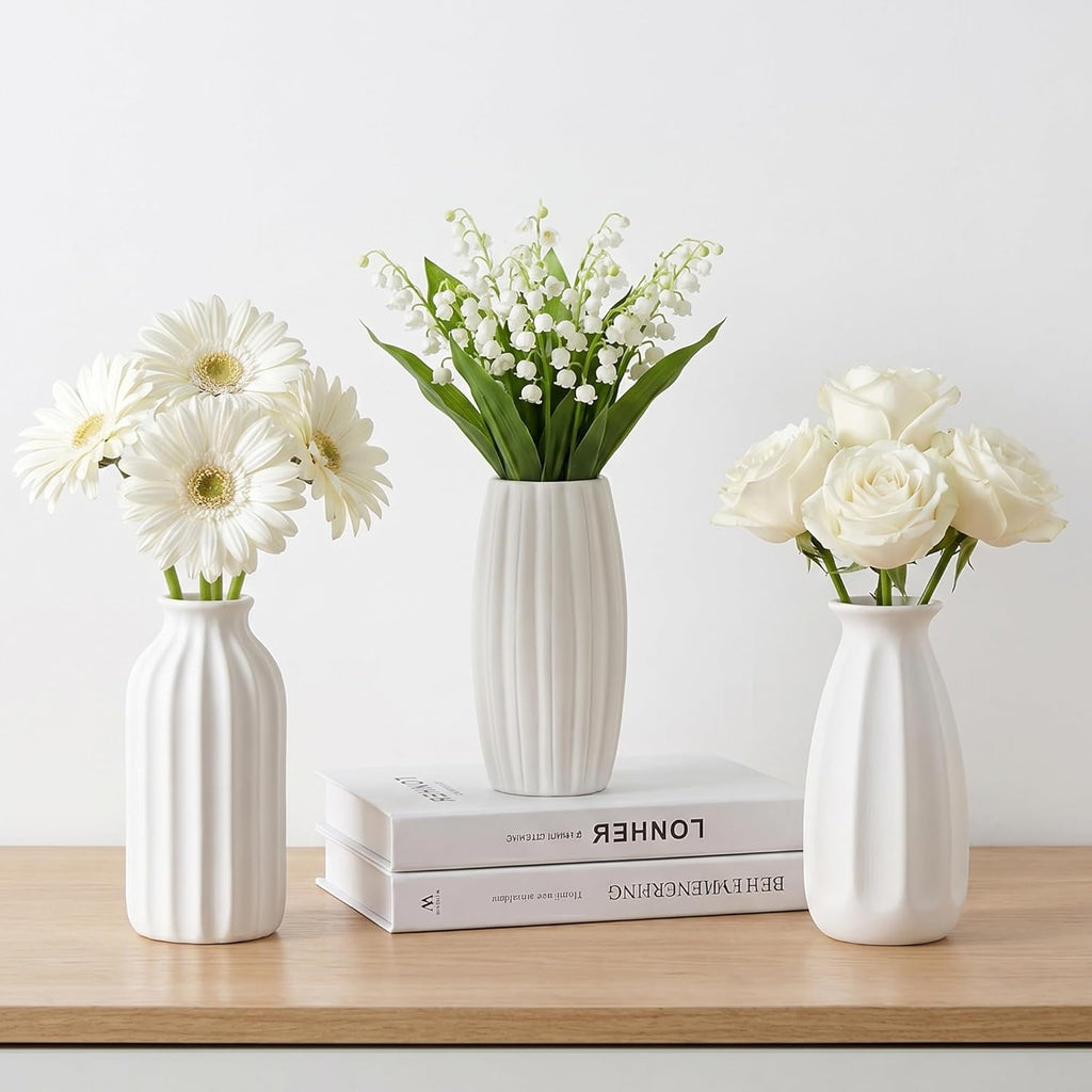Kimdio White Ceramic Bud Vase for Table Decor, 12pcs Small Pottery Vases for Flowers Mini Ceramic Vases for Pampas Grass Vase Bulk for Wedding Dining Room Christmas Home