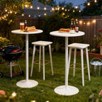 POWERSTONE Two-in-one Cocktail Tables Set of 6, 24'' Round Bar Tables with Sturdy Metal Base, 40"/22" Two Convertible Height High Top Pub Table, Coffee Table for Home Bar, Bistro, Dining Room, White