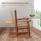 JOYMOR Outdoor Wooden Rocking Chair for Kids with High Backrest, Toddler Rocker Weather, Patio Rocker Chair Suitable for Porch, Garden, Balcony