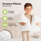 KeaBabies 2-Pack Toddler Pillows 2 Year Old to 5-13x18 Soft Organic Cotton Kids Pillow for Sleeping, Travel, School, Daycare, Nap, Toddler Bed, Machine Washable, Without Pillowcase (Soft White)