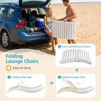 LETKIND Folding Pool Lounge Chairs Set of 2, Pre-Assembled HDPE Lounge Chair in-Pool Use, Patio Chaise Lounge Chair with Cup Holder Ideal for Hotel, Poolside, Beach & Sun Decks, White