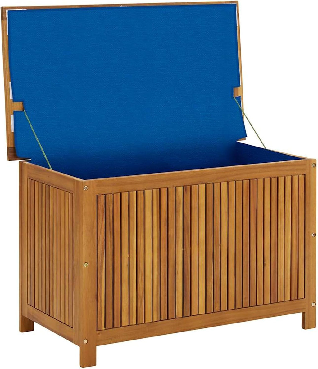 Gecheer Garden Storage Box 90 x 50 x 58 cm – Solid Acacia Wood Outdoor Storage Bench with Oil Finish, Rustic Wooden Chest for Cushions, Pillows & Garden Supplies