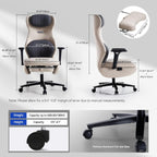 EMIAH Ergonomic Office Chair with Foot Rest Reclining Office Chair with Adjustable Arms and Headrest High Back Gaming Chair with Lumbar Support, PU Leather(Beige)