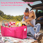 6 Pack Extra Large Moving Bags, 93L Heavy Duty Storage Totes with Reinforced Handles, Strong Zippers, Water-Resistant Foldable Packing Bags for Clothes and Bedding, Rose Pink