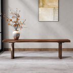 Solid Wood Bench Farmhouse Entryway Bench ，1.9 inches Thick Entryway, Bedroom, Living Room Accent, Solid Wooden Slab, Rustic Furniture, Wood with Clear Coat,Walnut (W70.9 X H17.7 X D12.6)