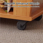Movable Wood Side Tables with Casters, Rolling Table with Storage, Living Room End Tables with Magazine Rack, Multi-Functional Tables for Kitchen, Bedroom, Sofa Side(Natural)