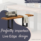 Alaterre Furniture Alpine Live Edge Solid Wood 48" Bench with Metal Legs, Natural
