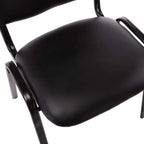 ROCITY Waiting Room Chairs Set of 5 Stackable Conference Room Chairs Faux Leather Office Reception Chair for Guest School Breakroom Banquet Church Lobby (Leather-Cushion,Black,5PCS)
