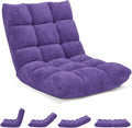 MAT EXPERT Floor Chair with Back Support, Floor Gaming Chair w/ 14 Adjustable Position, Soft Coral Fleece&Alloy Steel Frame, Foldable Padded Lazy Couch Recliner for Meditating (Violet, Large)