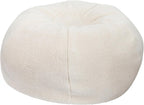 EMMA + OLIVER Denver Sherpa Bean Bag Chair, Classic Refillable Bean Bag Chair for Kids and Teens, Large, Natural