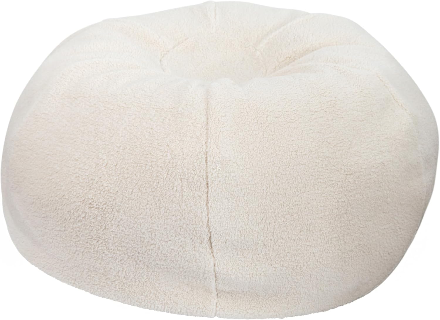 EMMA + OLIVER Denver Sherpa Bean Bag Chair, Classic Refillable Bean Bag Chair for Kids and Teens, Large, Natural