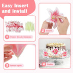 32 Pack Large Artificial Lilies Flower Heads with Realistic Stamens 5.5" Faux Fake Lily Silk Flower Heads Bulk with Butterfly for DIY Crafts Cake Wedding Bridal Wreaths Table Home Party Decoration