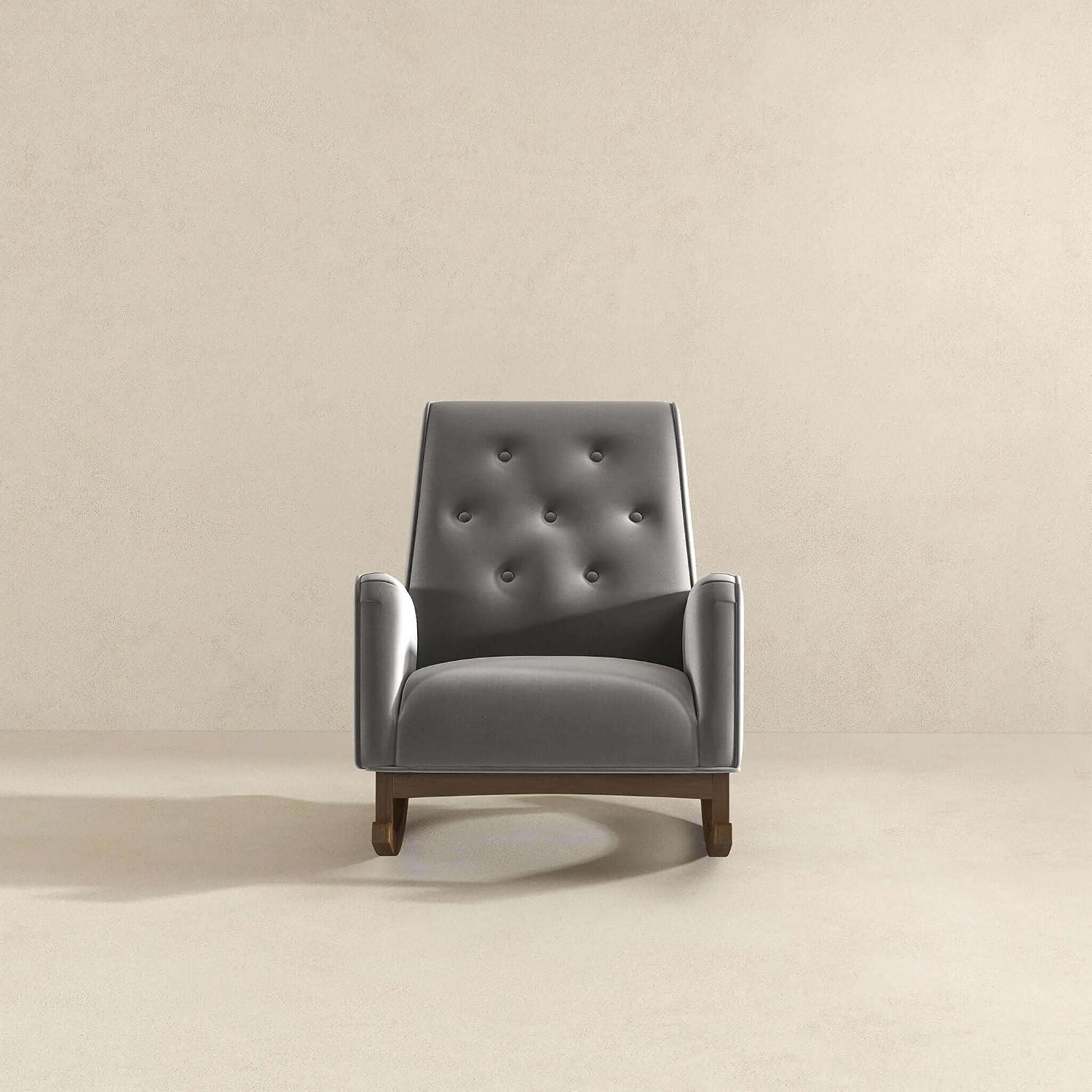 Rocking Chair, Nursery Rocking Chair, Stain Glider Rocking Chair, Light Grey Fabric Solid Wood Frame Accent Lounge Chair for Living Room Bedroom Reading, 300 lb Capacity
