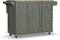 Homestyles Mobile Kitchen Island Cart with Wood Top and Dropleaf Breakfast Bar, 18" D x 53.5" W x 36" H, Green