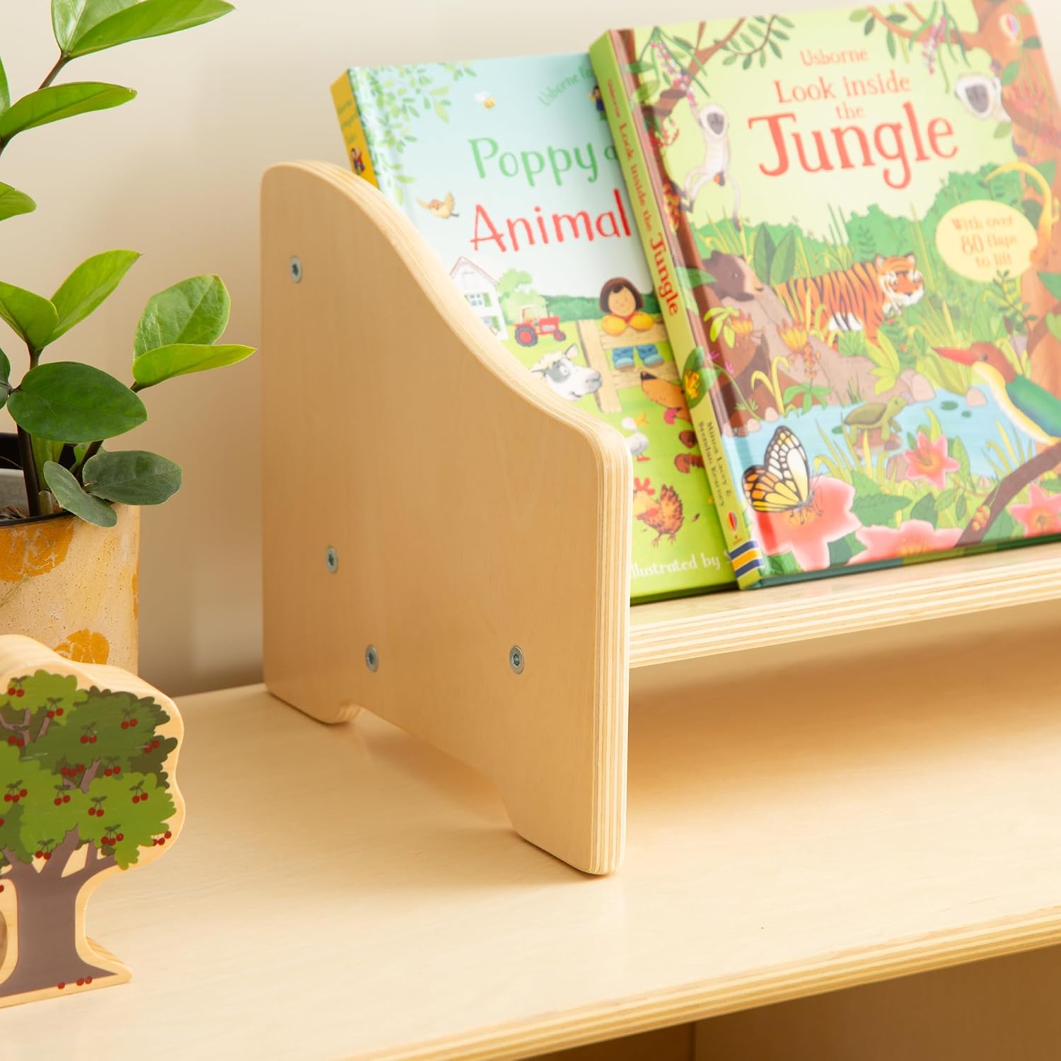Guidecraft Tabletop Book Browser - Natural, Bookshelf For Kids, Home Office and School Furniture, Book Organizer