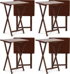 PJ Wood - Folding Wood TV Trays - Honey Oak, 8 Pack | Solid Construction, Collapsible Design, Rectangular Shape, 14.57 in W x 19.09 in L x 26 in H, Multiuse Snack Or Work Surface