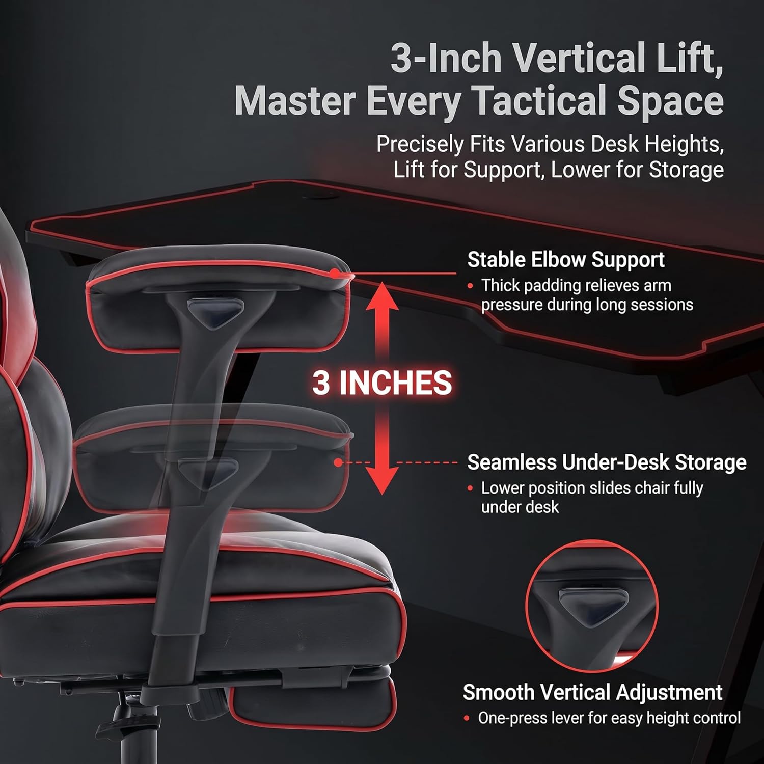 Big and Tall Gaming Office Chair 400lbs - Heavy Duty Ergonomic Computer Desk Chair with Footrest, Adjustable Armrests, High Back PU Leather with Racing Style (Black/Red)