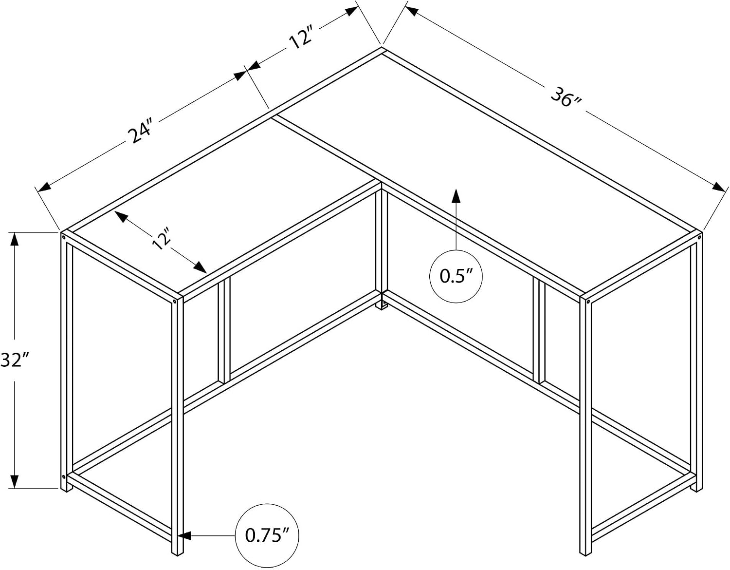 32” Tall Narrow Table, L-Shaped Thin Table for Corner, Narrow Console Table for Entryway Living Room Small Hallway, Easy Assembly (White)