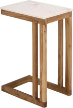SAFAVIEH Furniture - Zinaida Accent Table - White & Natural - Marble Top Solid Wood C Table - Modern Side Table - Fully Assembled - Ideal for Living Room, Bedroom, 14" W x 17" D x 22.5" H (ACC3757A)