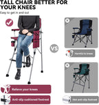 Foldable Directors Makeup Salon High Chair - Portable Camping Bar Height Folding Photoshoot Chairs with Stroage Bag Cup Holder Non-Slip Footrest, Supports 400 lbs Red Tall Director Chair