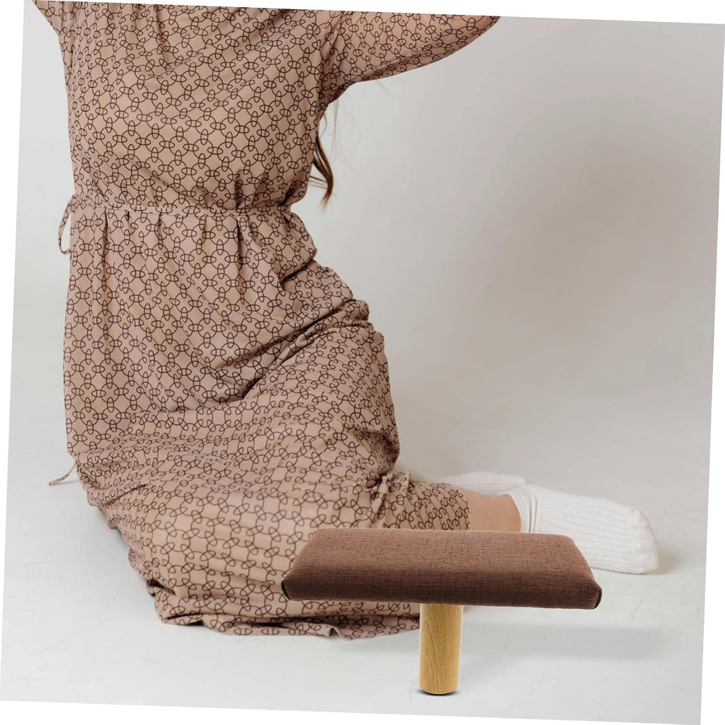 Lurrose Wooden Bench Stool and Prayer, Small Coffee Color Seat Under 150cm Height, Balance Chair for Mindfulness and Zen Practice