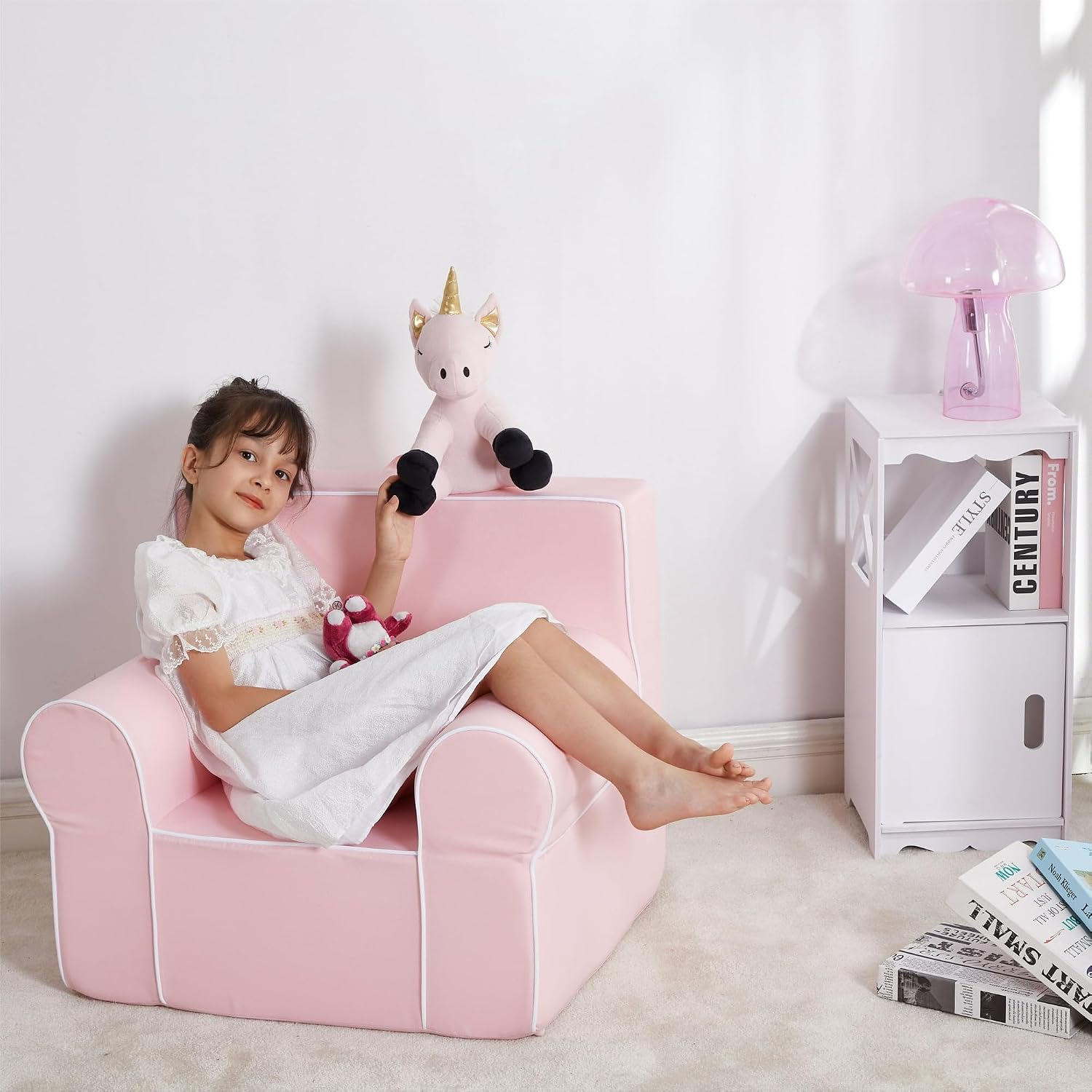 Heritage Kids Pink Everywhere Foam Armchair with Carry Handle and Removable Cover,25"x21"x22",Ages 3+