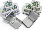 Goodma 12 Pieces Square Metal Empty Tins with Hinged Lid | Home Storage Containers Organizer, Mini Box, Cactus Image, 2.76x2.76x0.79 inch, 2 Colors Assorted