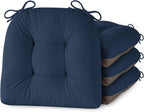 Kitchen Chair Cushions for Dining Chairs Set of 4, Tufted Kitchen Seat Cushions with Ties and Non-Slip Bottom 18"X16.5"X3" Dark Blue