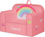 Delta Children Personalized Mix & Match Cozee Kids Chair with Interchangeable Patches, Rainbow