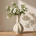 DOWAN Ceramic Flower Vase, 10" Decorative Pampas Vase for Home Decor, Modern Farmhouse Pottery Vase for Living Room Table Kitchen Bedroom Coffee Desk Entryway Mantel Book Shelf, Soft White