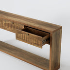 LITTLE TREE Long Entryway Table with 3 Drawers, 70 Inches Farmhouse Console Table for Entry, Behind Sofa, Foyer, Hallway, Behind Couch, Entrance with 2-Tier Storage Shelves, Rustic Brown
