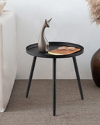 AOJEZOR Side Table Raised Edge: Iron End Table with Raised Rim for Young Families Small Space - No Too Required - Modern Style for Living Room