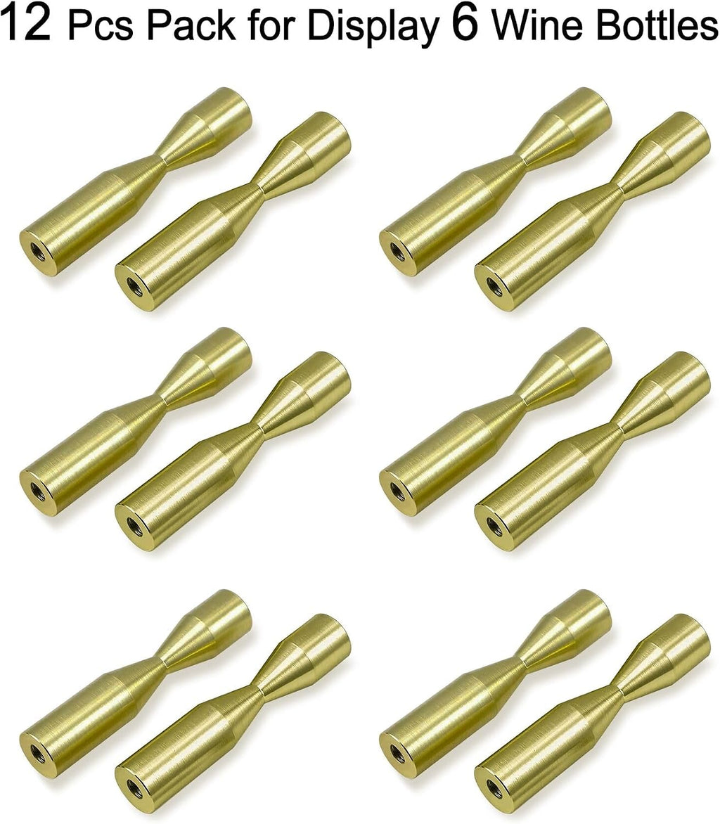 GeLive Gold Wine Pegs for Wall Mounted Wine Bottle Holder Vino Pins for 6 Bottles of Wine Display on Wood Surface Concrete Wall Stylish Wine Rack Modern Wall Wine Storage Aluminum Alloy