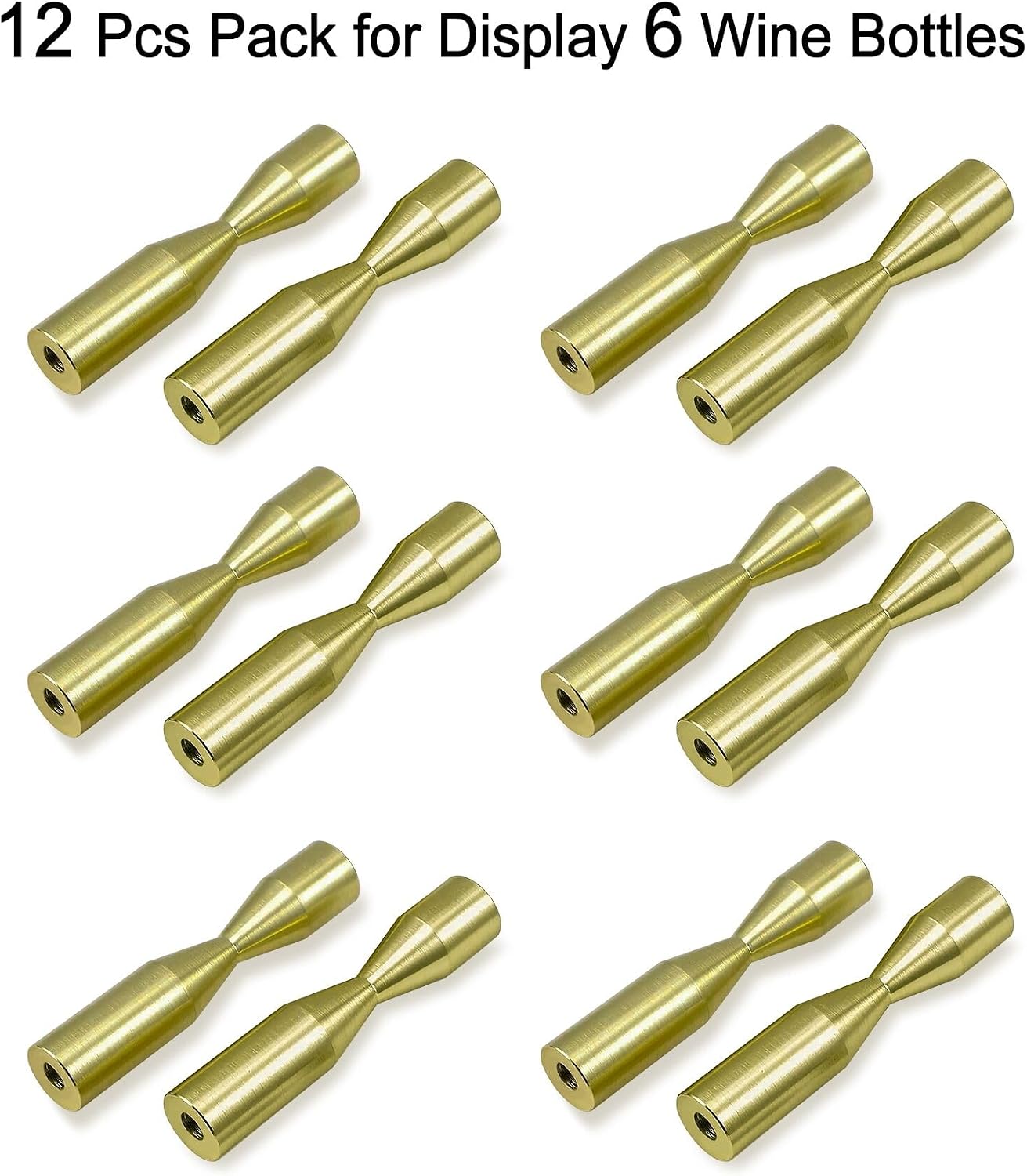 GeLive Gold Wine Pegs for Wall Mounted Wine Bottle Holder Vino Pins for 6 Bottles of Wine Display on Wood Surface Concrete Wall Stylish Wine Rack Modern Wall Wine Storage Aluminum Alloy