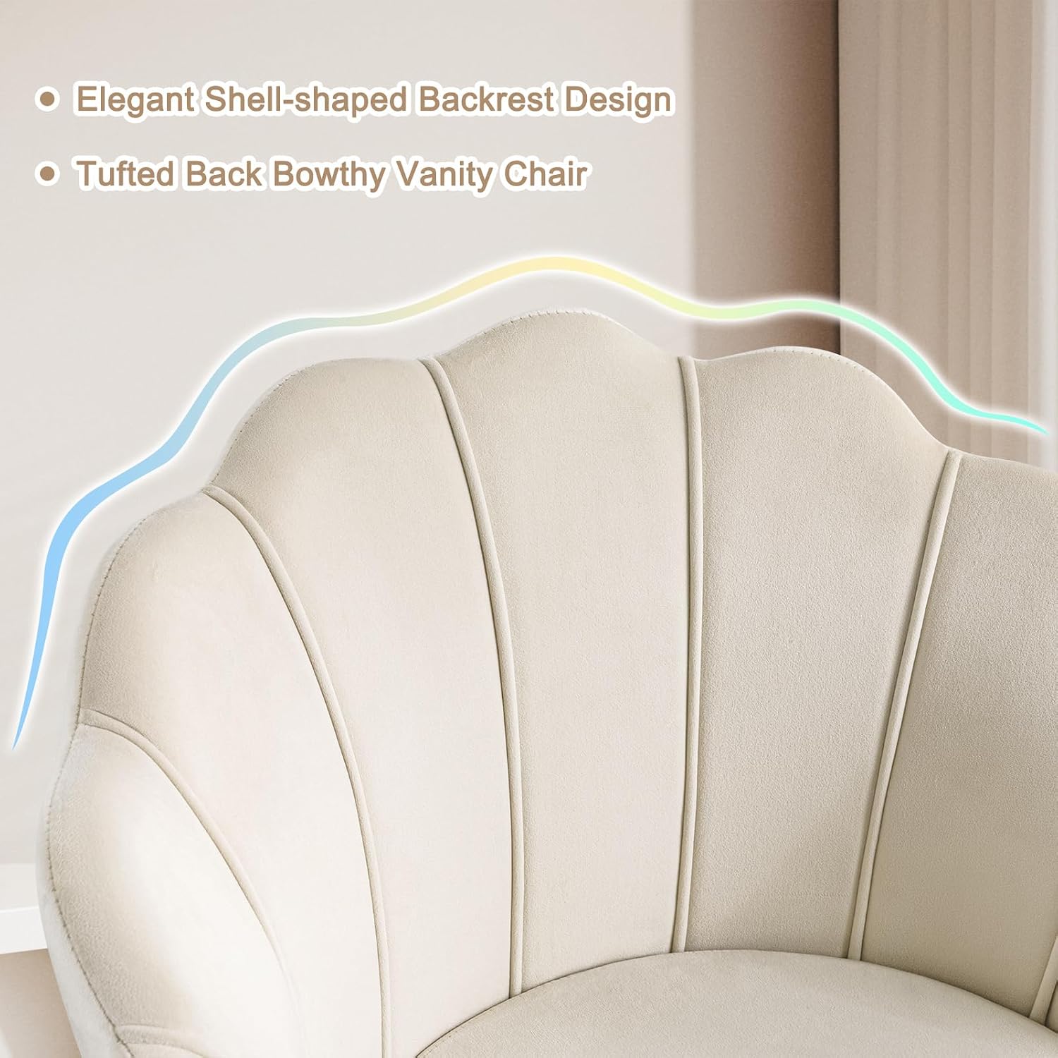 Furnimart Accent Chairs Set of 2 for Living Room, Shell Vanity Chair with Back, Criss Cross Chair with Gold Legs, Side Chair for Bedroom, Makeup Room, Desk Chair no Wheels, Velvet Khaki 2PCS