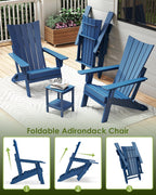GREENVINES Folding-Adirondack-Chairs-Set-of-2 | HDPE Plastic | Arch Series | Fire Pit Chair | All Weather | for Outdoor Patio Deck Backyard Poolside | Blue